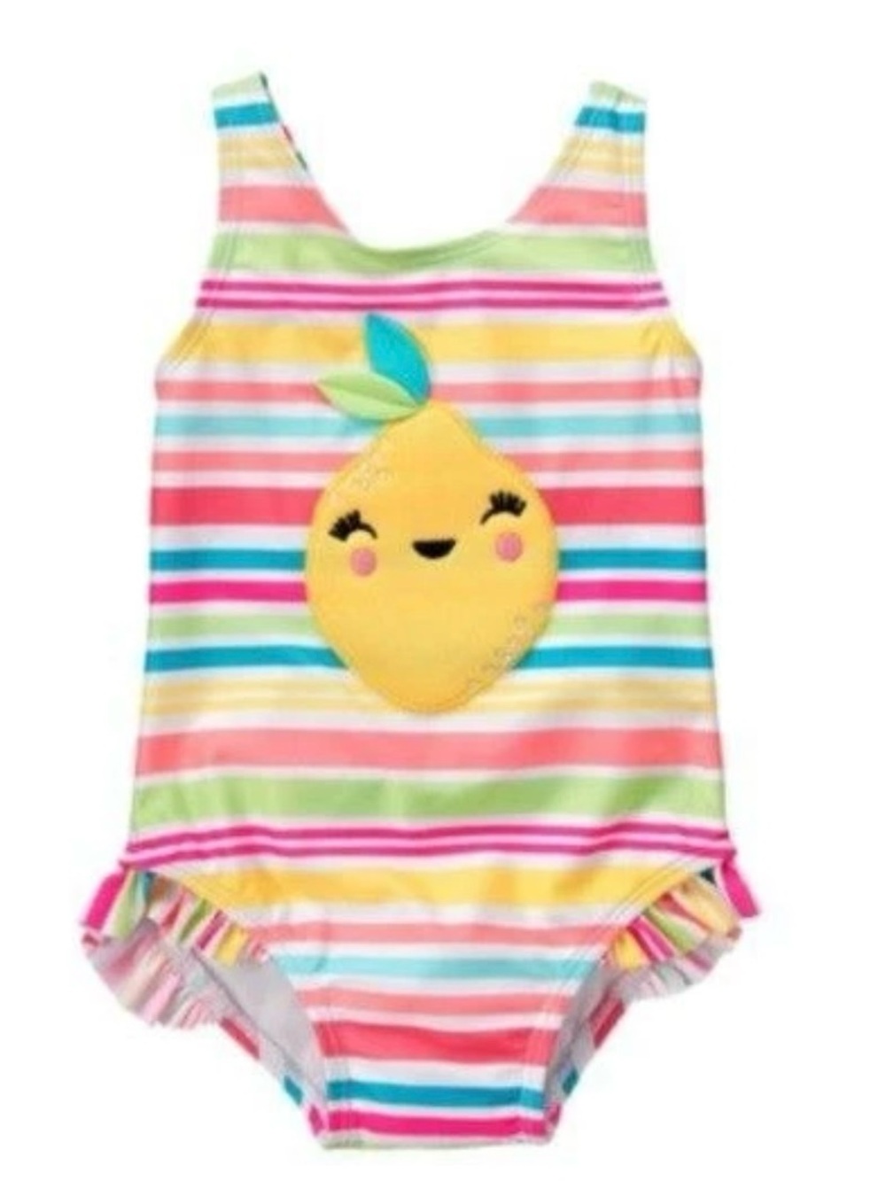 GYMBOREE Girls 3T Kids Striped Lemon One-Piece Swimsuit - Multicolor